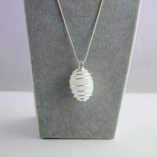 Colgante SELENITA Hecho a Mano Espiral Chapado en Plata Regalo A+-4