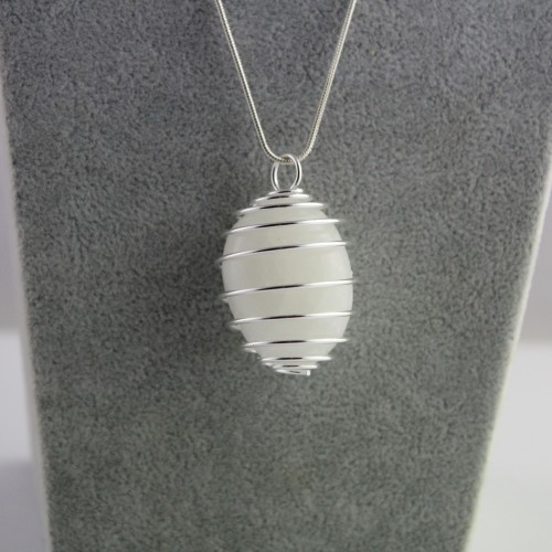 Colgante SELENITA Hecho a Mano Espiral Chapado en Plata Regalo A+-5