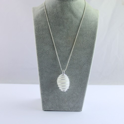 Colgante SELENITA Hecho a Mano Espiral Chapado en Plata Regalo A+-3