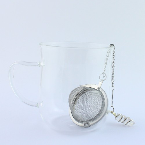 FILTER for Tea and Herbal Tea with HYALINO QUARTZ Obelisk pendant-3