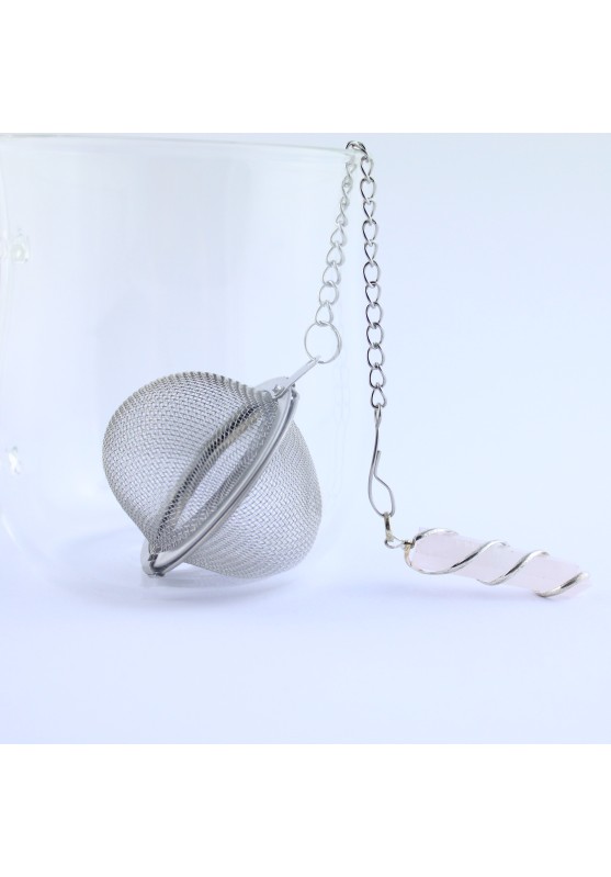 Filter Herbal Tea with Rose QUARTZ Obelisk Pendant-1