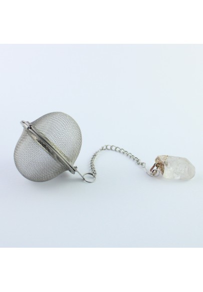 Filter for Tea and Herbal Tea with silver-plated Hyaline Quartz Tip Pendant-1