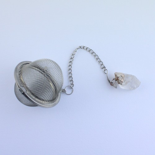 Filter for Tea and Herbal Tea with silver-plated Hyaline Quartz Tip Pendant-3
