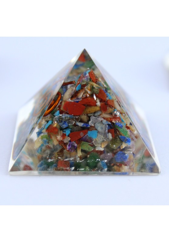 Mixed Crystal Pyramid with Copper Spiral Orgonite Meditation Crystal Therapy