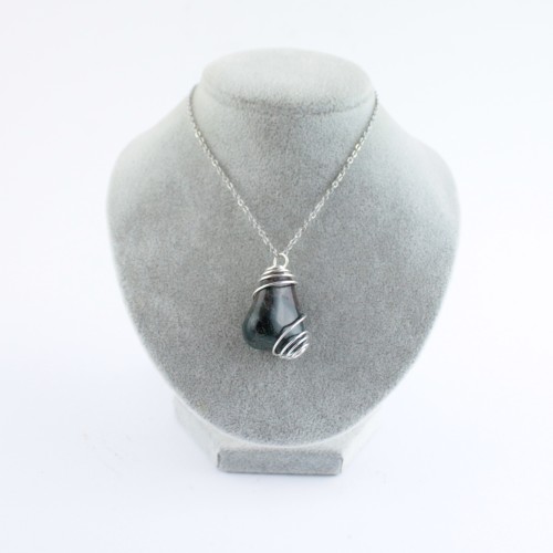 MOSS Agate Pendant- Taurus Scorpio Zodiac Silver Plated Spiral A+