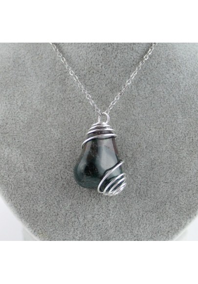 MOSS Agate Pendant- Taurus Scorpio Zodiac Silver Plated Spiral A+