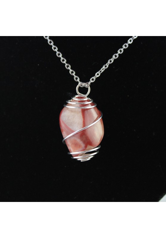 Ciondolo AGATA CORNIOLA - TORO Zodiaco Spirale Placcata Argento Collana A+