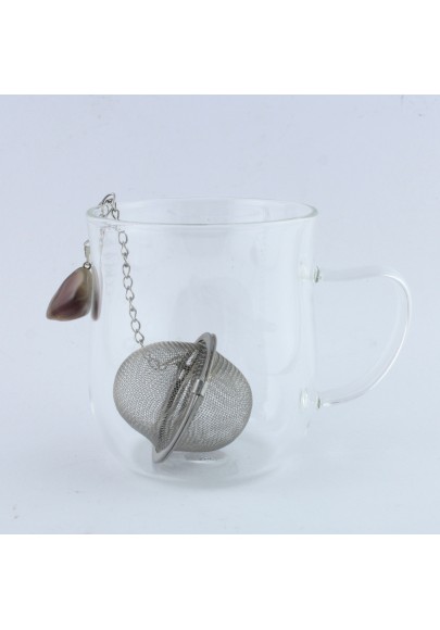 Filter for infusions Tea and Herbal Teas Pendant GRAY AGATE Minerals Stone Collectibles-1
