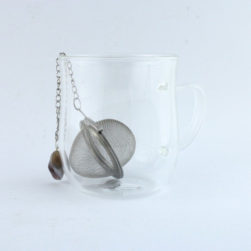 Filter for infusions Tea and Herbal Teas Pendant GRAY AGATE Minerals Stone Collectibles-2