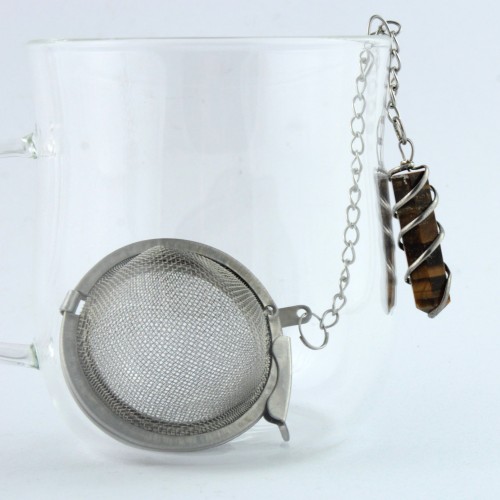 Filter for Tea and Herbal Infusions Obelisk Pendant in Tiger's Eye Handcrafted in Detail-2