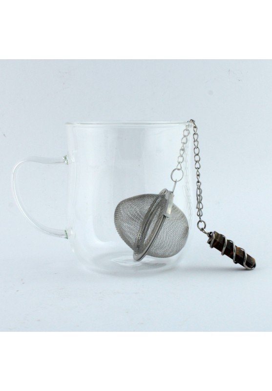 Filter for Tea and Herbal Infusions Obelisk Pendant in Tiger's Eye Handcrafted in Detail-1