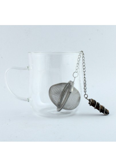 Filter for Tea and Herbal Infusions Obelisk Pendant in Tiger's Eye Handcrafted in Detail-1