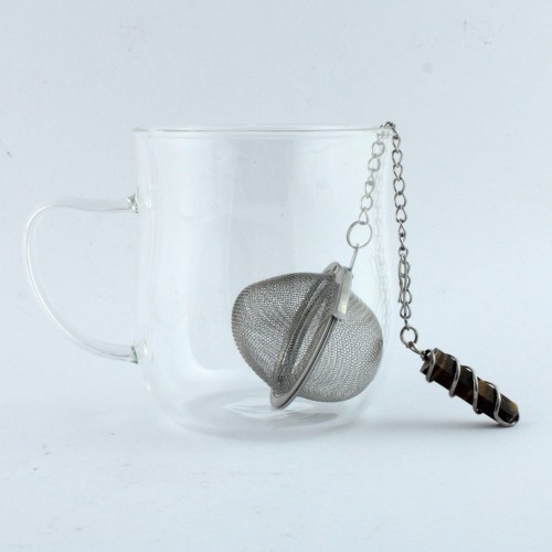 Filter for Tea and Herbal Infusions Obelisk Pendant in Tiger's Eye Handcrafted in Detail-1