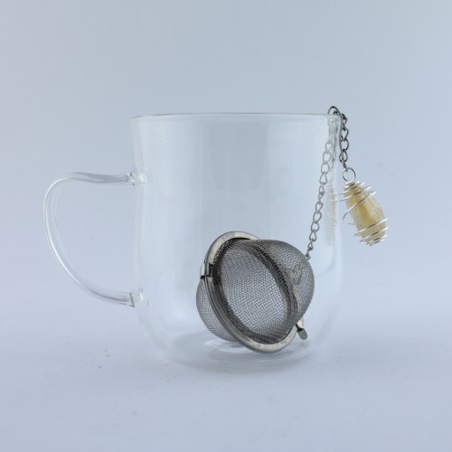 Infusor de Té de Hierbas Acero con Colgante en Espiral CUARZO CITRINO Hecho a Mano Zen-2