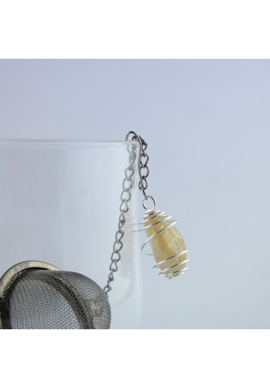 Steel Herbal Tea Infuser with CITRINE QUARTZ Spiral Pendant Handcrafted Zen-1
