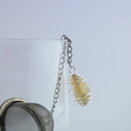 Infusor de Té de Hierbas Acero con Colgante en Espiral CUARZO CITRINO Hecho a Mano Zen-1