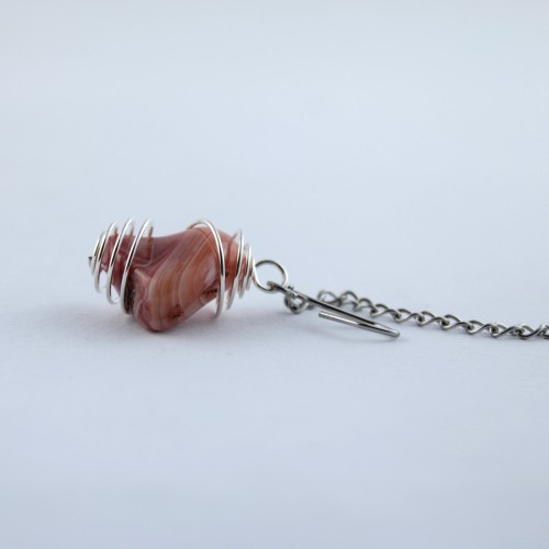 Steel Herbal Tea Infuser Filter with CORNELIAN Agate Pendant handcrafted Mounted Spiral Zen-4