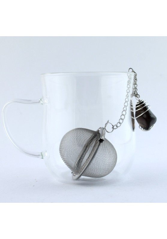 Tea Filter Herbal Tea Smoky Quartz Pendant in Handcrafted Spiral Infuser Zen Herbal Tea Pot-1