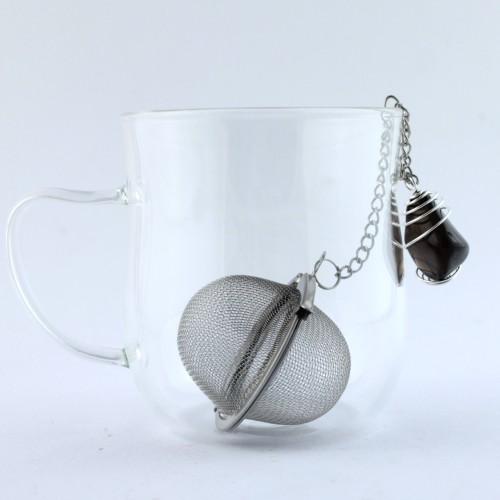 Filtro de té Té hierbas Colgante de Cuarzo Ahumado En Espiral Hecho a Mano Tetera de Hierbas Zen-1