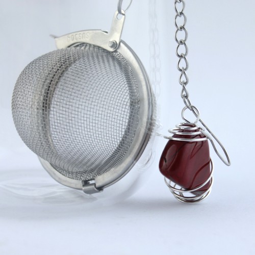 Filtro Tè Tisane ciondolo DIASPRO ROSSO Spirale montata artigianalmente Infusiera Tisaniera Zen-2