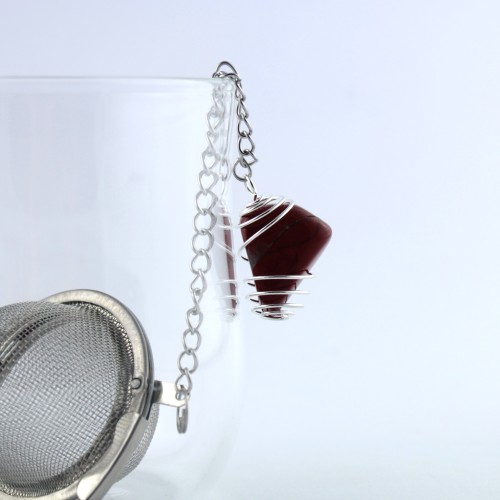 Filtro Tè Tisane ciondolo DIASPRO ROSSO Spirale montata artigianalmente Infusiera Tisaniera Zen-1