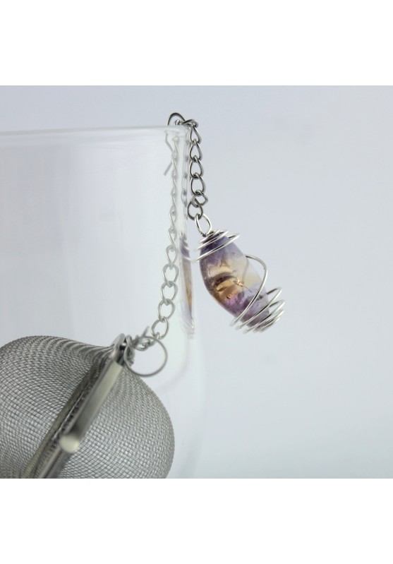 Tea Filter Herbal teas AMETHRINE QUARTZ Pendant Handcrafted Spiral Zen Herbal Tea Infuser-1