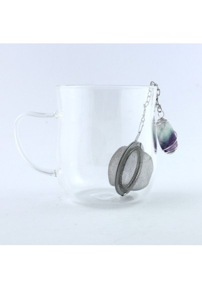 Filtre à Thé et Tisane Avec Pendentif FLUORITE spirale artisanal Zen-1