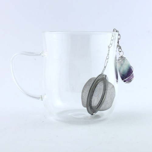 Filtre à Thé et Tisane Avec Pendentif FLUORITE spirale artisanal Zen-1