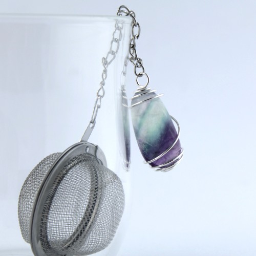 Filtre à Thé et Tisane Avec Pendentif FLUORITE spirale artisanal Zen-2