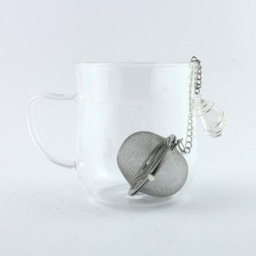 Infuseur à tisane en acier Pendentif Spirale HYALINO QUARTZ Cristal de Roche Montè à la main Zen-1