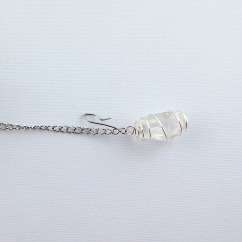 Infuseur à tisane en acier Pendentif Spirale HYALINO QUARTZ Cristal de Roche Montè à la main Zen-2