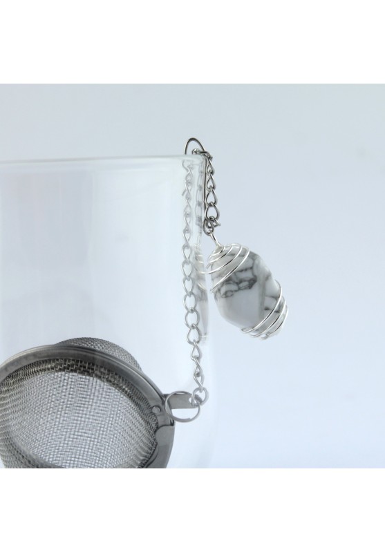 Tea Filter Herbal tea Howlite pendant in handcrafted spiral Herbal tea infuser Zen-2