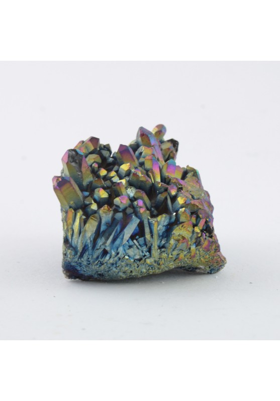 Beautiful Aqua Aura Pointed Cluster Group Rainbow Reflections Gold Blue Collectibles Furnishings 116gr