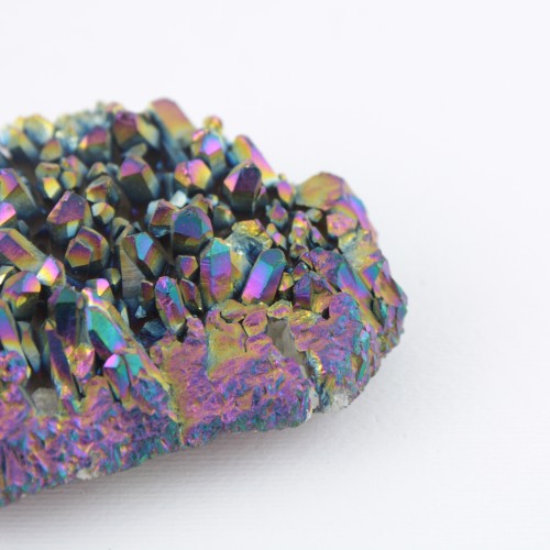 Cluster Group Aqua Aura Tips Rainbow Reflections Or Bleu 124gr Mobilier de thérapie par les cristaux