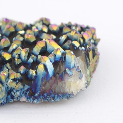 Cluster Group Aqua Aura Tips Rainbow Reflections Or Bleu 124gr Mobilier de thérapie par les cristaux