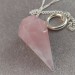 Pendolino Professionale in QUARZO ROSA Pendolo Meditazione Amore Argento Chakra-1