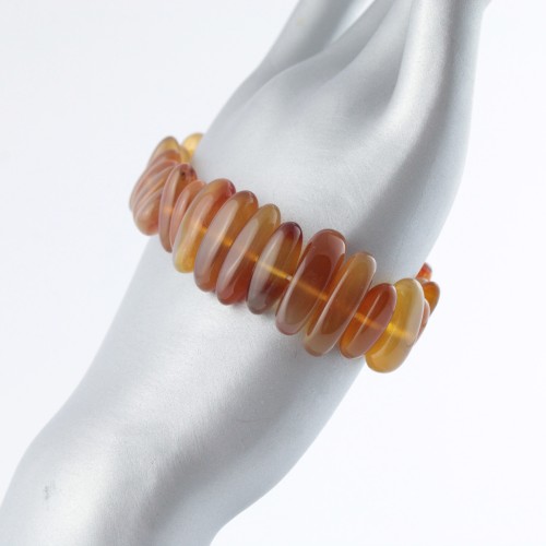 Tumbled Bracelet of Orange Carnelian Flakes Crystal Therapy Bracelet Chakra A+