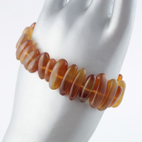 Tumbled Bracelet of Orange Carnelian Flakes Crystal Therapy Bracelet Chakra A+
