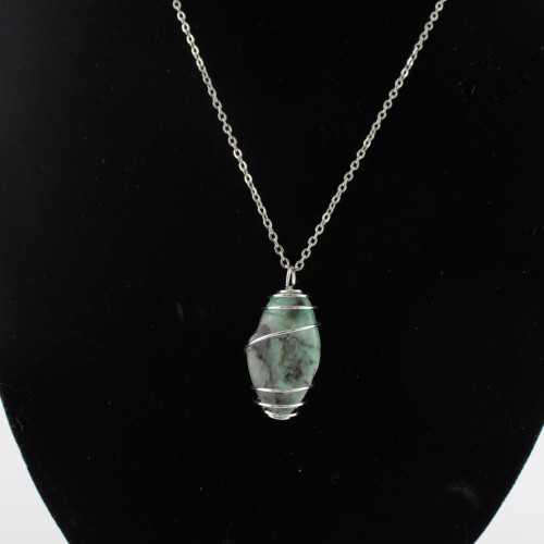 Ciondolo SMERALDO Montato Artigianalmente Spirale Placcata Argento Regalo A+