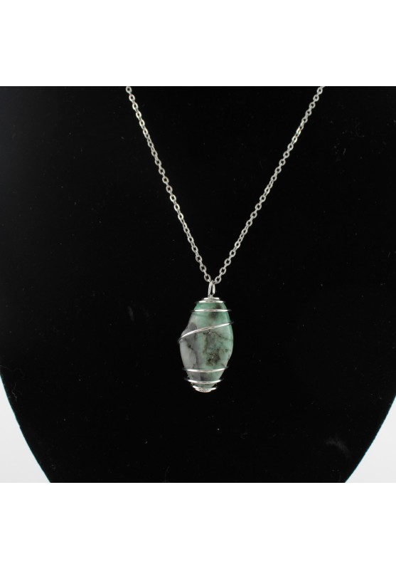 EMERALD Pendant - TAURUS Zodiac Silver Plated Spiral Gift Idea Handmade
