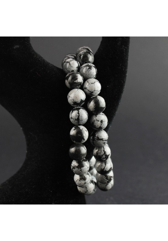 Pulsera de OBSIDIANA COPO DE NIEVE Joyería Terapia de cristal 8mm