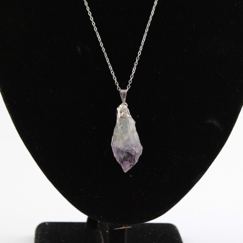 Fantastique Pendentif dans Améthyste Brute de l'URUGUAY Violet Intense Collier Chakra