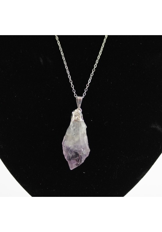 Fantastique Pendentif dans Améthyste Brute de l'URUGUAY Violet Intense Collier Chakra