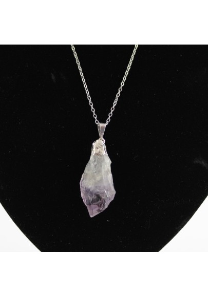 Fantastique Pendentif dans Améthyste Brute de l'URUGUAY Violet Intense Collier Chakra