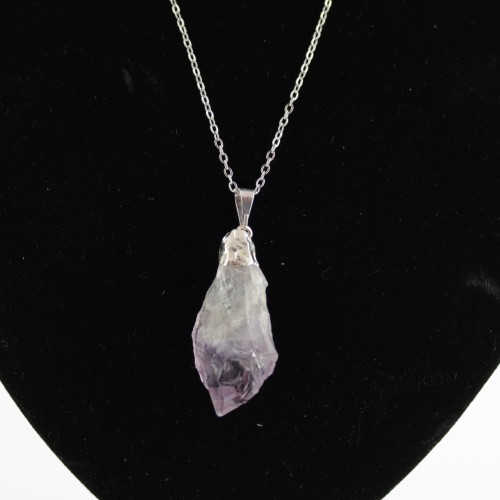 Fantastique Pendentif dans Améthyste Brute de l'URUGUAY Violet Intense Collier Chakra