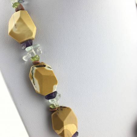 Necklace In MOOKAITE Jasper & Chips in Mixed Minerals Gift Idea Quality A+ Zen-4