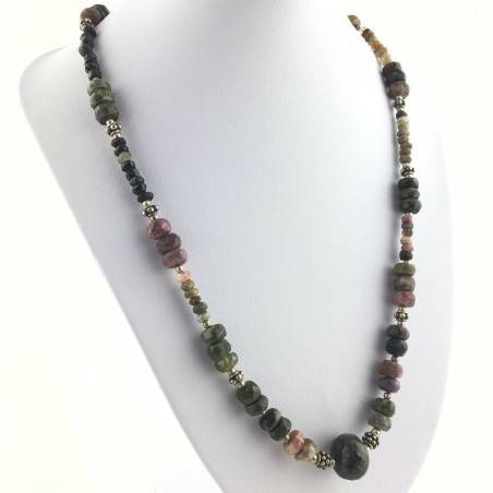 Precious Necklace in MIXED Tourmaline Faceted MINERALS Reiki High Quality A+-1