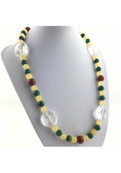 Ottima Collana in Quarzo ialino purissimo corniola calcite e avventurina regalo-1