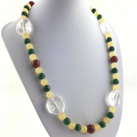 Ottima Collana in Quarzo ialino purissimo corniola calcite e avventurina regalo-1