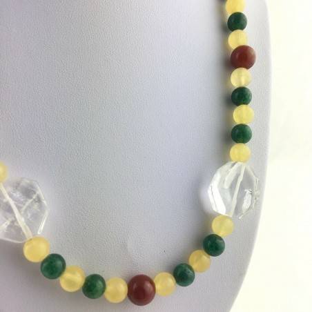 Ottima Collana in Quarzo ialino purissimo corniola calcite e avventurina regalo-2